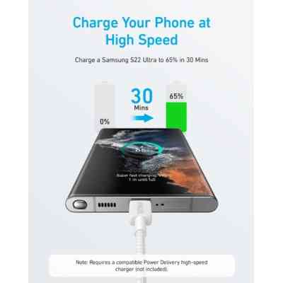 Дата кабель USB-C to USB-C 0.9m nylon 322 white Anker (A81F5H21/A81F5G21) Вінниця