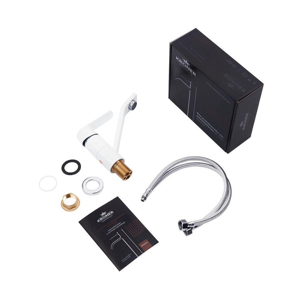 Змішувач для раковини Kroner KRP Armada - W011 білий/хром Київ - фото 7