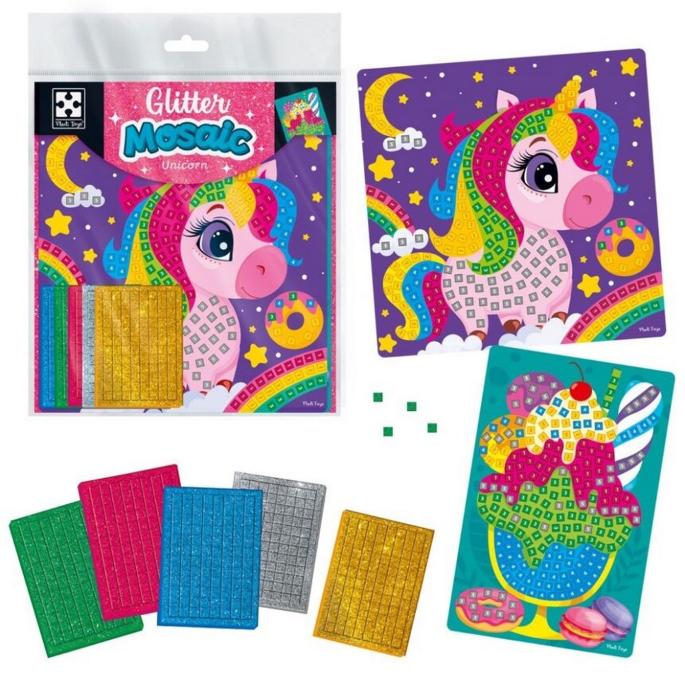 Набір для творчості зі блискучою мозаїкою "Єдиноріг та морозиво" VT4511-12 Вінниця - фото 2