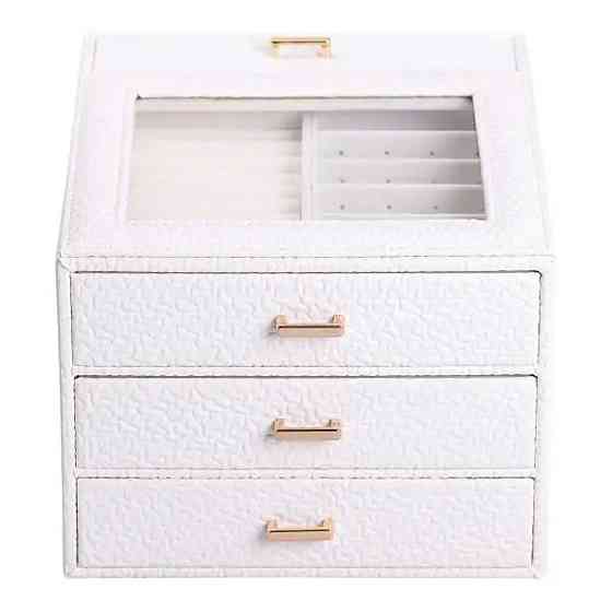 Шкатулка для украшений из эко кожи 3 яруса органайзер для ювелирных изделий HP-5-16W Киев