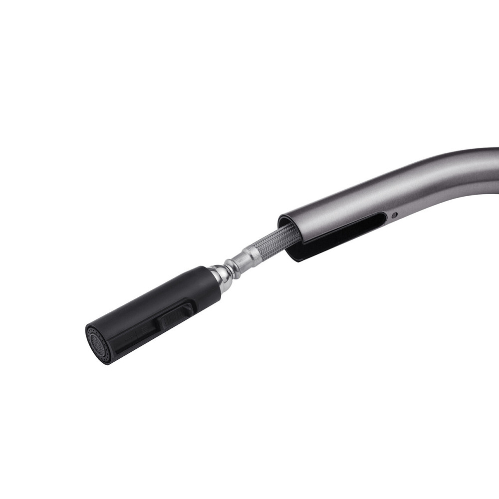 Змішувач для кухні з висувним виливом Kroner KRP Edelstahl Klassisch - PVD03915 графіт Київ - фото 9