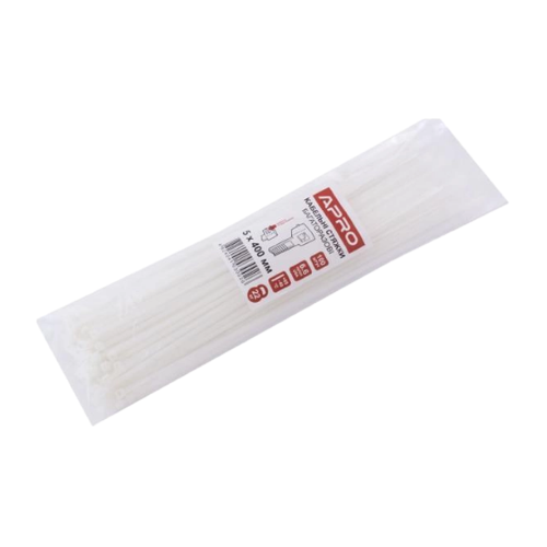 Хомут пластиковий 5,0*400 мм багаторазовий білий 100 шт./пач. APRO Житомир - фото 4