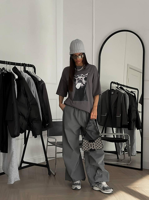 Женская трендовая оверсайз футболка с доберманом турецкий кулир Одесса - изображение 4