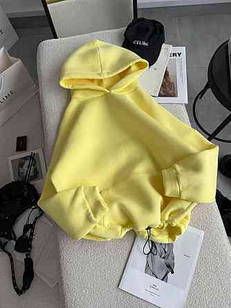 Жіноча базова кофта худі з турецької тринитки на флісі Лимонний Одеса