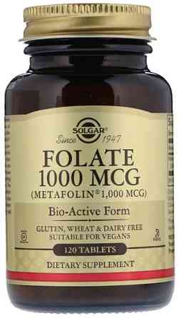 Фолієва кислота Вітамін В9 Фолат Solgar Folate 1000 мкг 120 таблеток Київ