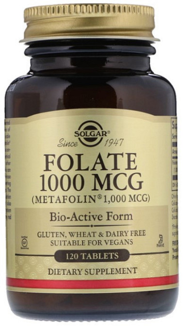 Фолієва кислота Вітамін В9 Фолат Solgar Folate 1000 мкг 120 таблеток Київ - фото 1