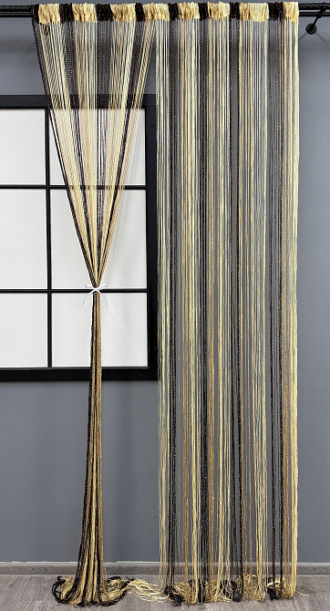 Штори-нитки "Кісея" з люрексом Венге з бежевим і кремовим 300х300см 1 шт (61-085) Київ - фото 2