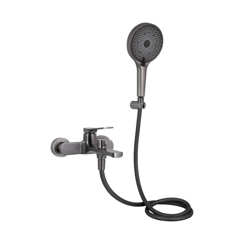 Змішувач для ванни Qtap Slavonice (з душовим гарнітуром) QTSLV259GMB48035 Gunmetal Black PVD Київ - фото 8