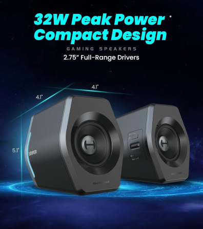 Игровые колонки Edifier G2000 RGB Black: 32 Вт, Bluetooth 5.1, USB, AUX, 12 эффектов подсветки, EQ режимы Киев