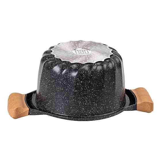 Алюминиевая кастрюля объемом 3 литра с крышкой Ø 20 см Мрамор с антипригарным покрытием MGC черный HP-4-432B Киев