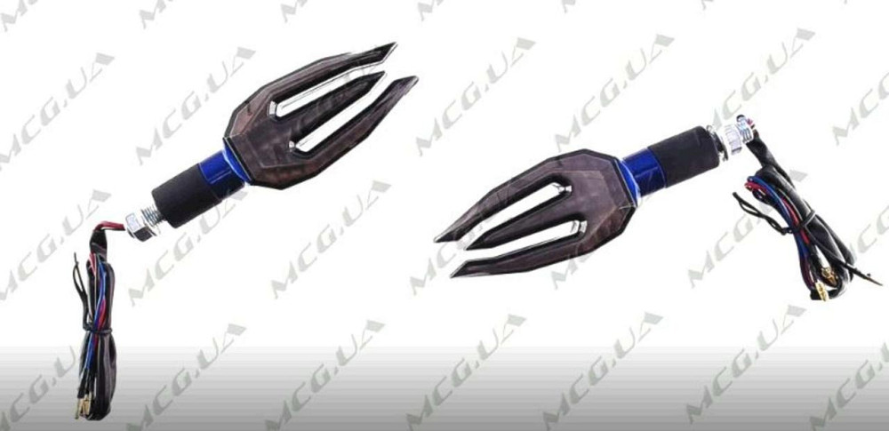 Поворот світлодіодний, тризуб (LED, синій, тюнінг) Мукачево - фото 1