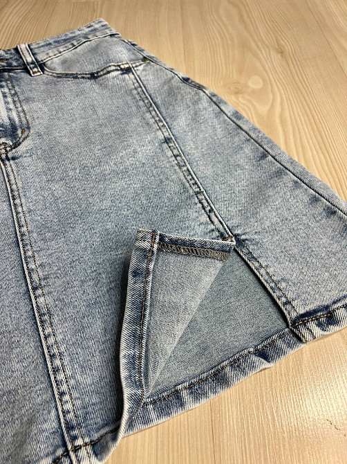 Юбка женская джинсовая Dragon 201 короткая разрез сбоку швы стрейчевая голубая, голубой, 25, 25, 70 см, 97 см Киев - изображение 6