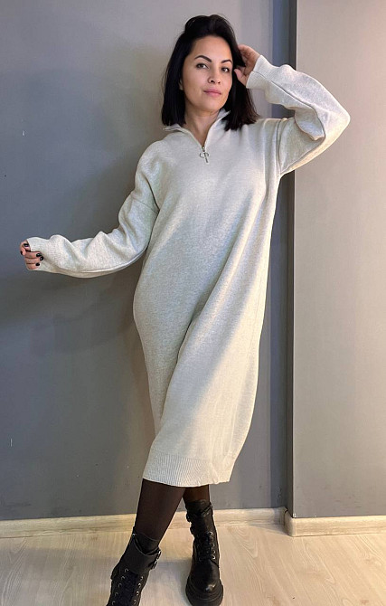 Платье женское My fashion 2024120 свитер ворот стойкая молния длинное one size светло бежевое, світло-бежевый, one size Киев - изображение 11