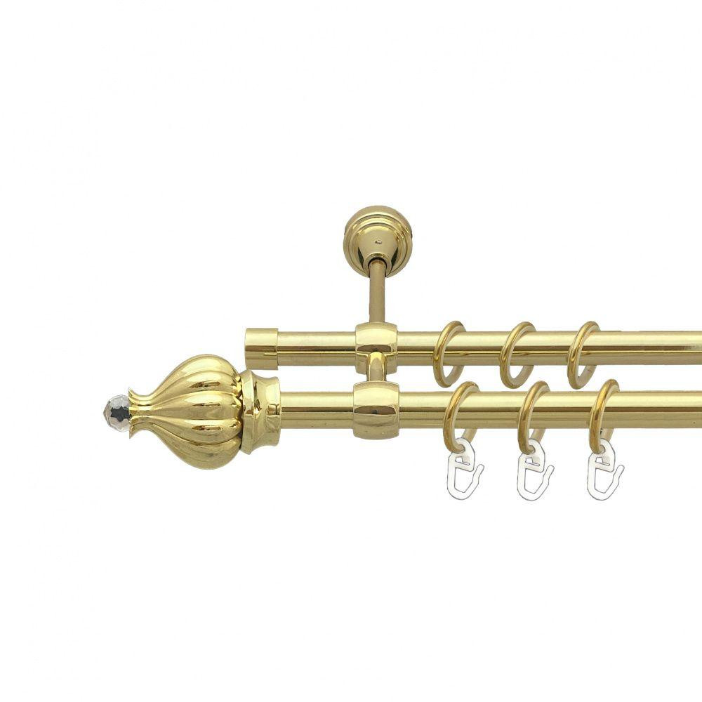 Карниз Orvit Таджа-Кристал металевий дворядний литий гладка труба кільце металеве Золото 16\16 мм 300 см (00-00014438) Львів - фото 1