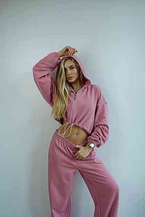 Женский трендовый базовый спортивный костюм двойка трехнить петля 46/48, Пудра Одесса