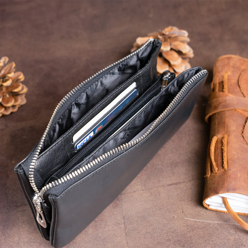 Вместительный клатч на два отделения женский ST Leather 19246 Черный Киев - изображение 4
