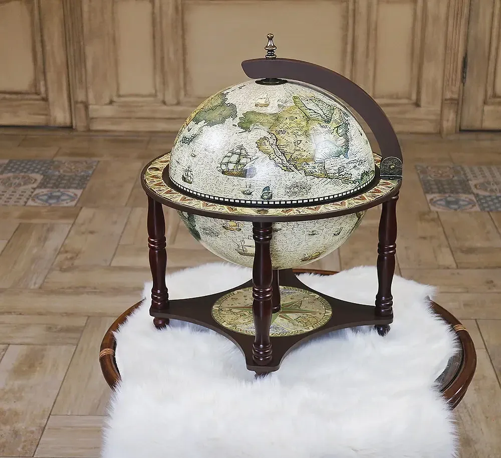 Глобус бар настільний на 4-х ніжках Карта світу новий дизайн кремовий сфера 33 см Гранд Презент mastersem Київ - фото 1