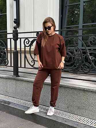 Спортивный костюм женский футболка и штаны джогеры Коричневый XL-XXL Харьков
