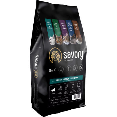 Сухой корм для кошек Savory Kitten Chicken with Fresh Turkey 8 кг (4820232630150) Винница - изображение 1