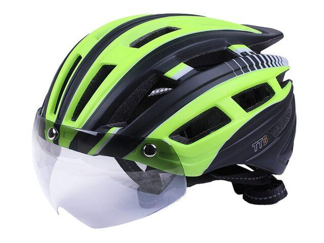 Шолом велосипедний GTS-H-090 з габаритним ліхтарем, окулярами (чорний із жовтим, size L) Мукачево - фото 1