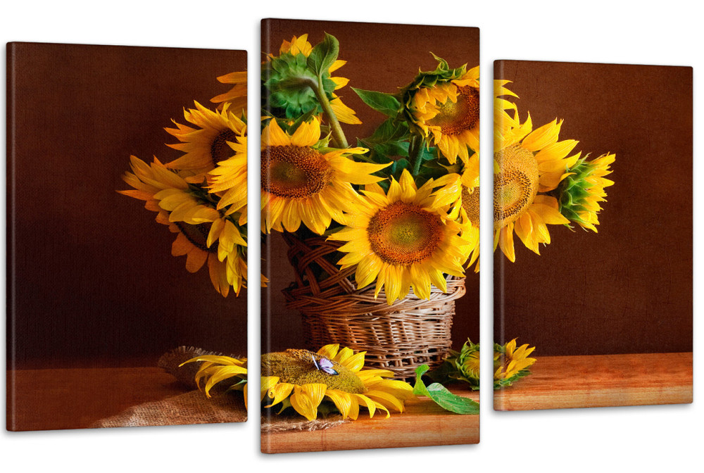 Модульна картина у вітальню/ спальню Соняшники   Art-636_3 70x130 см Київ - фото 1