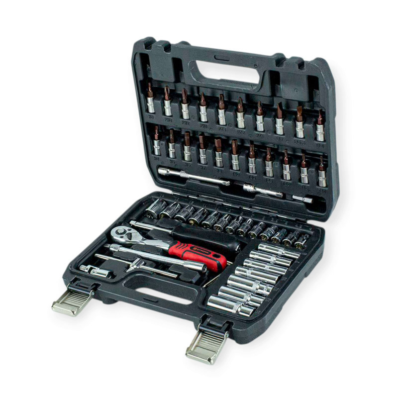 Набір інструменту 1/4" 53 шт, 4-14 мм з тріщ., подовж., кардан, отв.-вороток, біти, подовж. Мукачево - фото 1