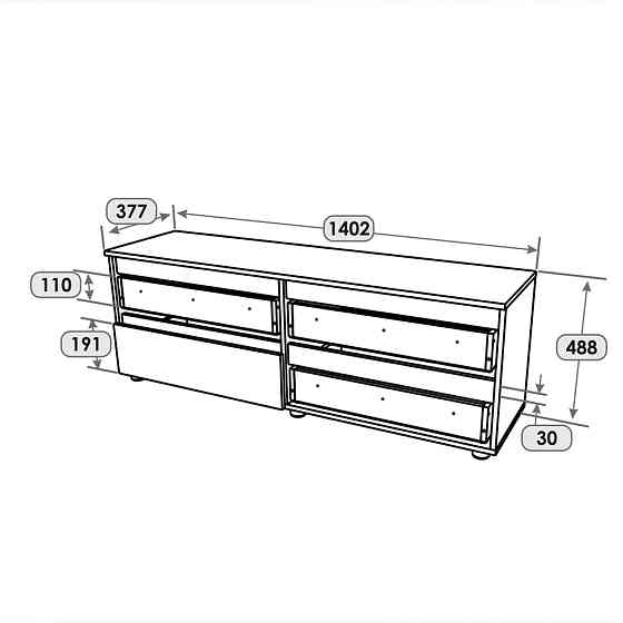 Тумба под телевизор Эверест ЛТВ-1400 Лайт 140х38х49 см Дуб Крафт белый (DTM-071082) Львов