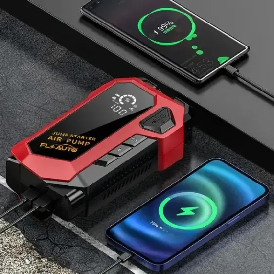 Пусковий автомобільний пристрій для акумулятора JUMP STARTER+Компресор, 2000 мА/год (74 Вт/год), 4 режими Одеса