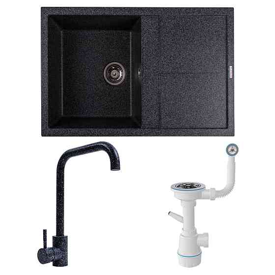 VALESO Комплект: Мийка SELENA 7950 графіт + Змішувач NS02A графіт + Сифон 1041 Киев