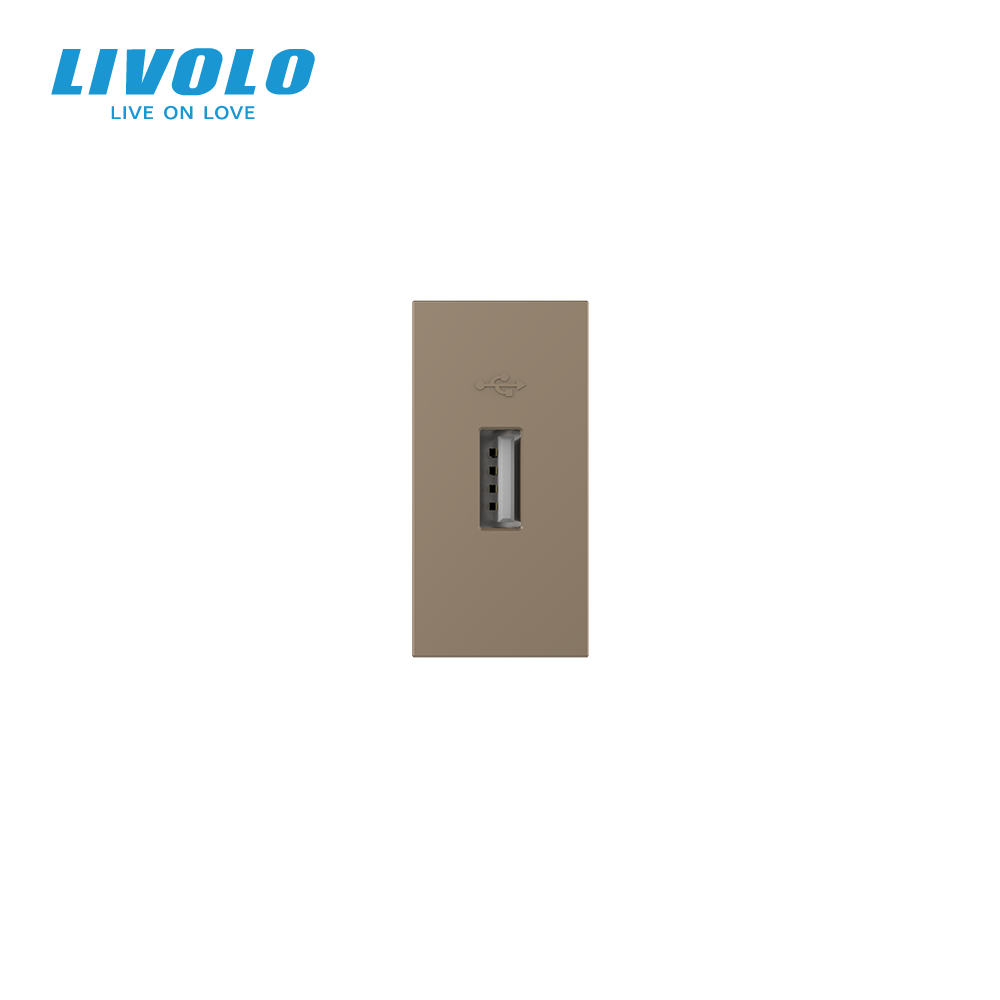 USB розетка LIVOLO 5V 2.1A, золота, 10Вт, з блоком живлення, модуль 0.5 поста (VL-FCUA-1AP) Коломыя - изображение 8