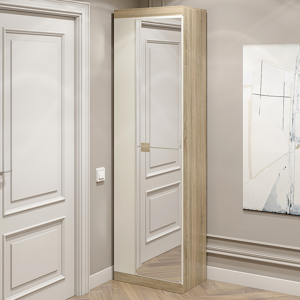 Шафа розпашна Еверест Соната-600 з дзеркалом дуб сонома + білий (DTM-2633) Дніпро - фото 2