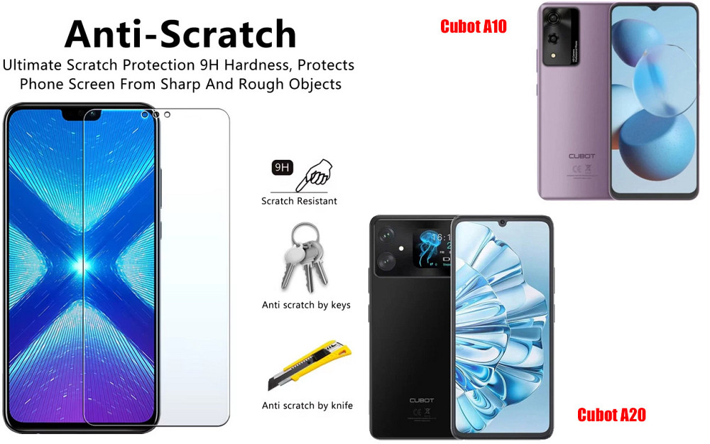 Захисне скло NeoGlass для Cubot A10, Cubot A20 – надпрозоре та стійке Київ - фото 1