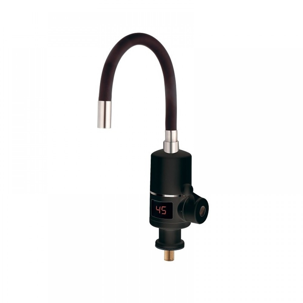 Кран-водонагрівач Zerix ELW06-EF Black (з індик. темп.) чорний із гнучким виливом (ZX5033) Чернівці - фото 1