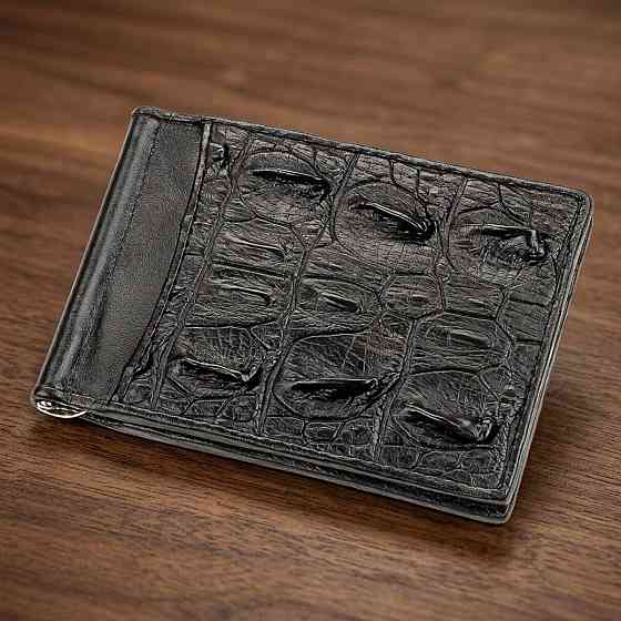 Зажим CROCODILE LEATHER 18169 из натуральной кожи крокодила Черный Киев