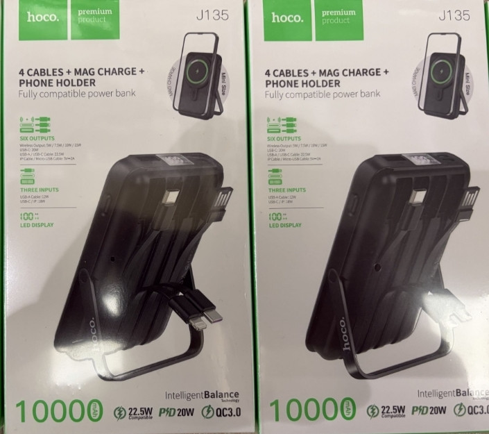 Повербанк Hoco J135 10000mAh MagSafe 15W підставка кабелі. Харків - фото 2