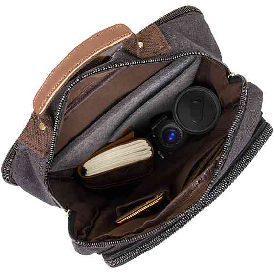 Рюкзак текстильный дорожный унисекс на два отделения Vintage 20611 Черный Киев