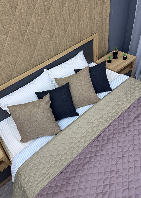 Покрывало двустороннее Decorator Microfiber ромб 180х215 см сиреневый с бежевым (85-014) Киев - изображение 2