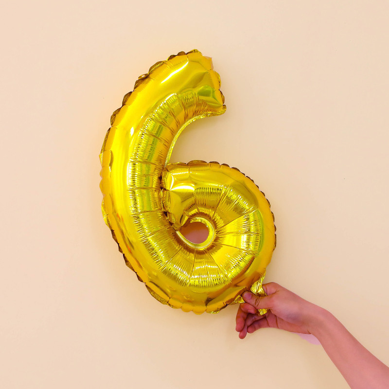 Шарик цифра 6 фольгированная 16 дюймов золотистый Киев - изображение 2