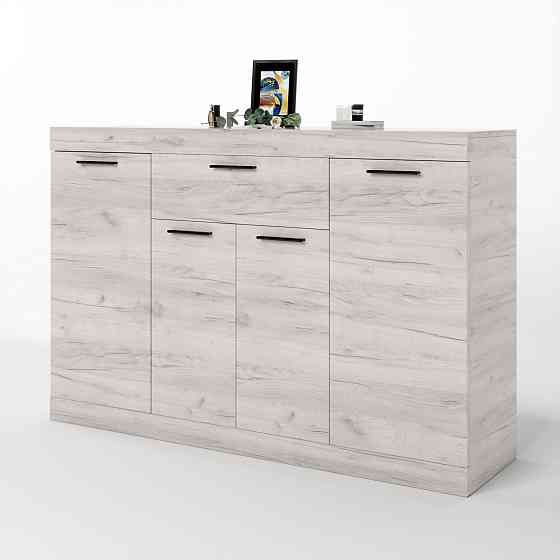 Большой комод Эверест с дверями и ящиком Соната-7 140х38х94 дуб крафт белый (DTM-2705) Днепр