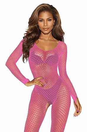 Бодістокінг жіночий SoftLine 2061 Pink, рожевий, сітчастий Sex Aura Київ