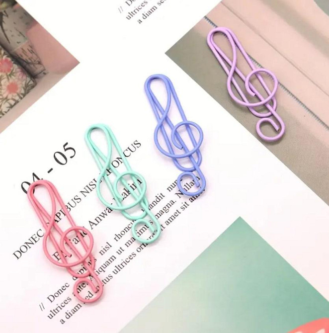 10 шт. Кольорові скріпки у формі музичних нот | Металеві скоби для паперу, нотаток і творчості, асор Київ - фото 5