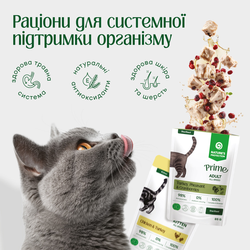 Nature's Protection Prime Sterilised Adult Cats Salmon and Trout Вологий корм для стерилізованих котів з лососем і фореллю, 300 г Київ - фото 2