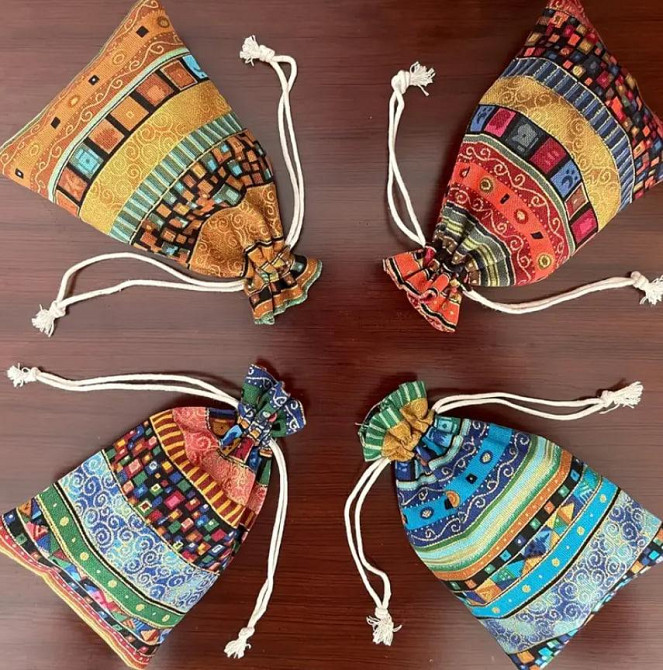 Мешочек для рун, амулетов, магических инструментов с египетским узором на шнурке 10*14 см. Киев - изображение 3