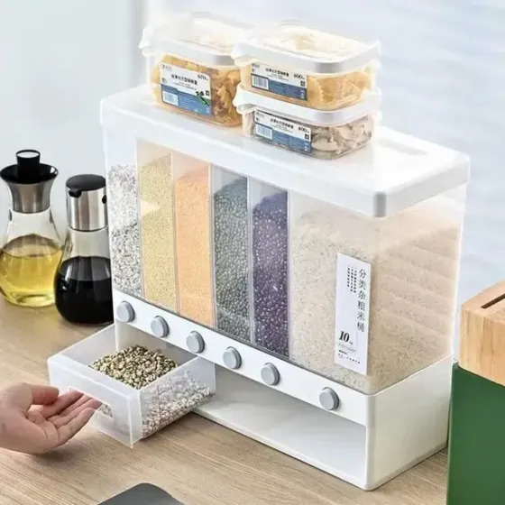 Органайзер на 6 секций для сыпучих продуктов Assorted Grain Rice Bucket Диспенсер для круп, дозатор для сахара Коломия