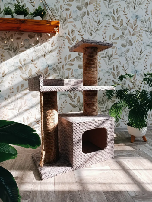 Когтеточка с домиком и лежанкой для кота, Домик для кота, 85×55×35 см Киев - изображение 1