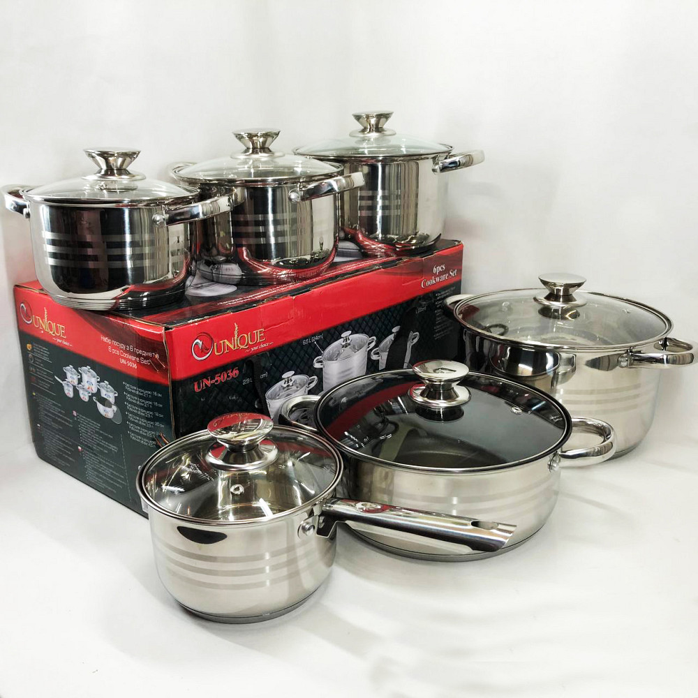 Комплект каструль UNIQUE UN-5036 12 шт, Набір посуду для будь-яких плит, Модні набори посуду CJ-59 Львів - фото 9
