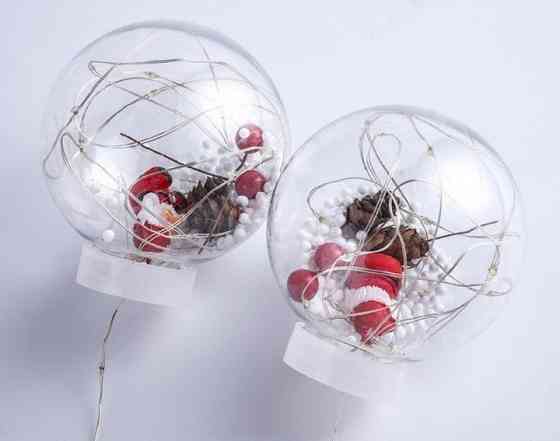 Новогодняя гирлянда штора шары Дед Мороз с наполнением 3.0м 10 шаров 200 LED Бахрома Киев