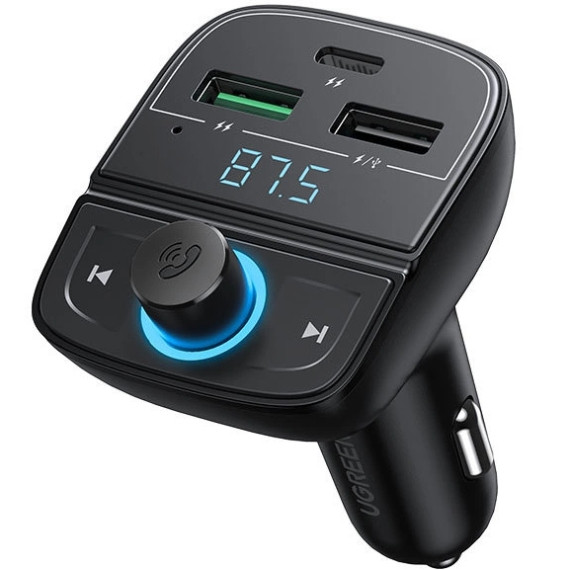 Автозарядка 3xUSB 31,5W (USB-C+2xUSB-A) BT Transmitter + TF Чорна (CD229) UGREEN Винница - изображение 2