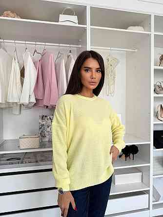 Жіночий базовий теплий повсякденний оверсайз светр 100% акрил Лимонний Одеса