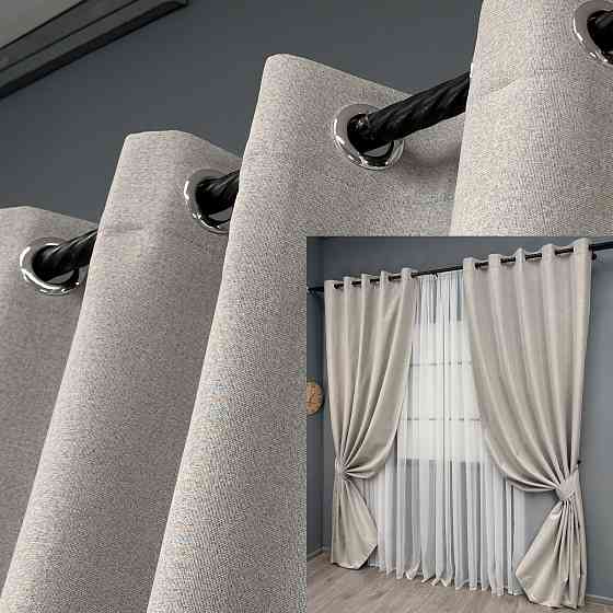 Комплект штор на люверсах VR-Textil Блэкаут двусторонний ASHEN NIGHT № 1842ш Пепельный 150х270 см 2 шт (37-0283) Киев